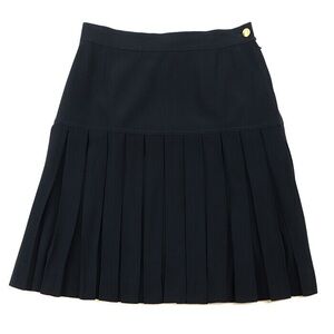 CHANEL Black A-Line Pleated Skirt